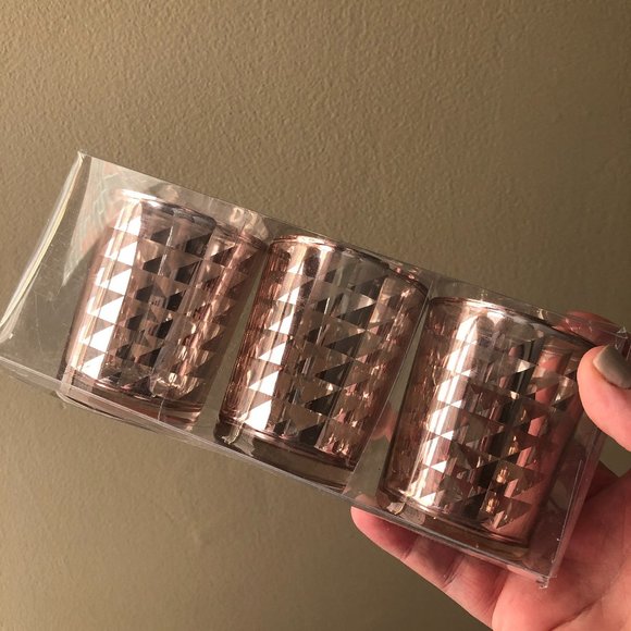 Three Piece Vintage Style Rose Gold Votive Candleholder Set NIB - Picture 3 of 5